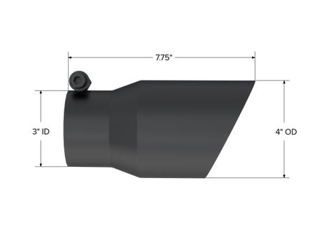MBRP Tip 3in Round x 4in Inlet OD Dual Walled Angled Black Tip - Fits all 3in Exhausts