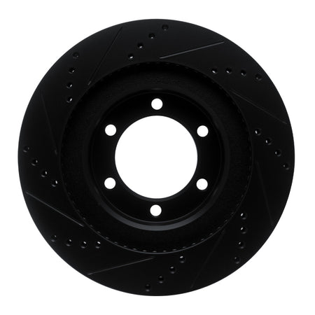 R1 03-09 Lexus GX470 Front Right Drilled & Slotted Black Brake Rotor