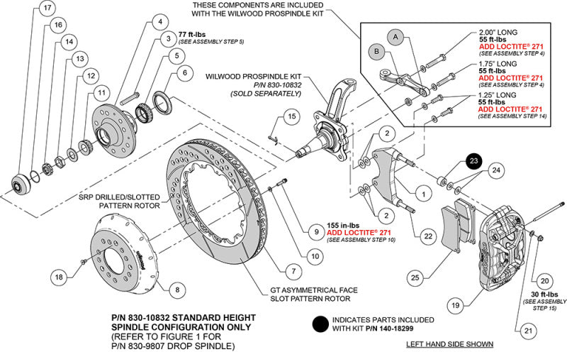 Wilwood 63-87 Chevy C10 XRS6R Frnt Big Brake Kit - 14in Drill & Slot Rotor - Steel Pro Spindle - Red