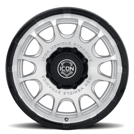 ICON Alloys Rancho 20x9 / 8x170 / 6mm / 5.25in BS Silver MACH w/ Gloss Black Lip Wheel