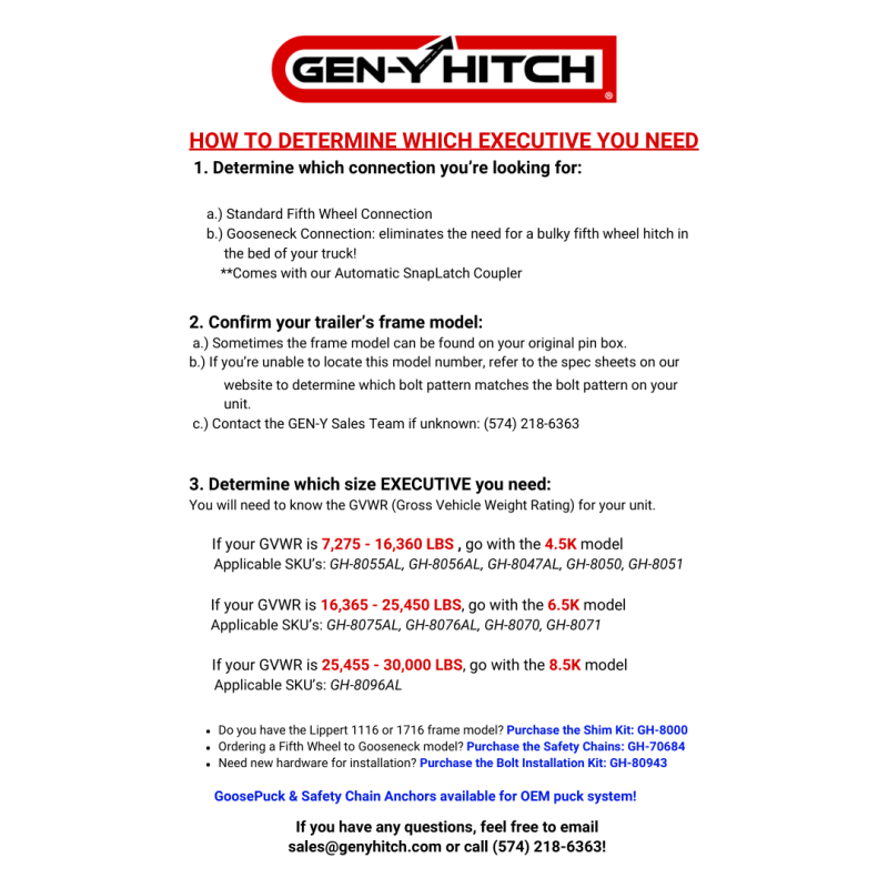 Gen-Y Executive Torsion-Flex Auto 5th Wheel to Gooseneck 2-5/16in Coupler (4.5K-6.5K PW)