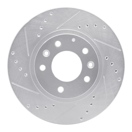 R1 06-15 Mazda MX-5 Miata Front Left Drilled & Slotted Silver Brake Rotor