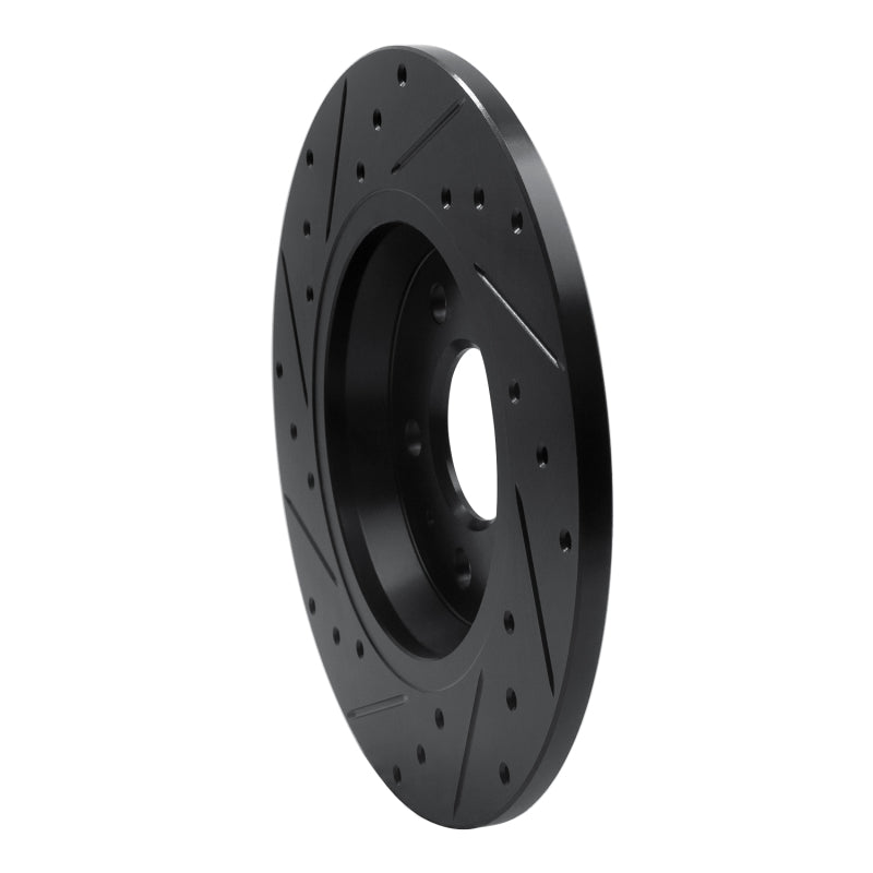 R1 09-25 Audi A4 Rear Right Drilled & Slotted Black Brake Rotor