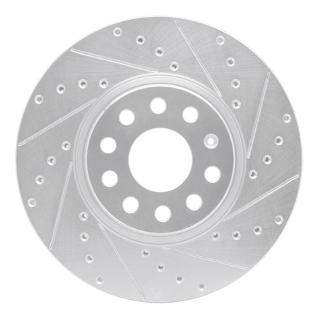 R1 05-25 Audi A3 Quattro Front Right Drilled & Slotted Silver Brake Rotor