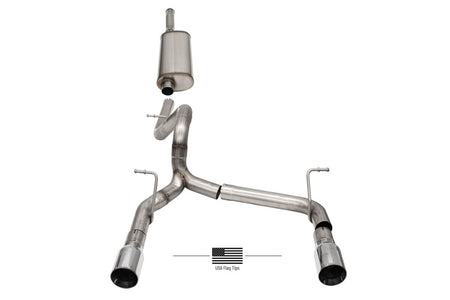 Corsa 2018-2025 Jeep Wrangler JLU 3.6L 2.75in Sport Cat-Back Exhaust w/ American Flag Tips