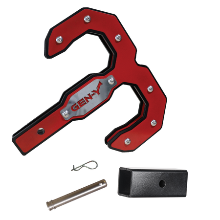 Gen-Y Hulk 2.0 16K Tow Hook 2in Shank w/GH-009 Reducer Sleeve/GH-099 Pin/GH-011 Clip - Black/Red
