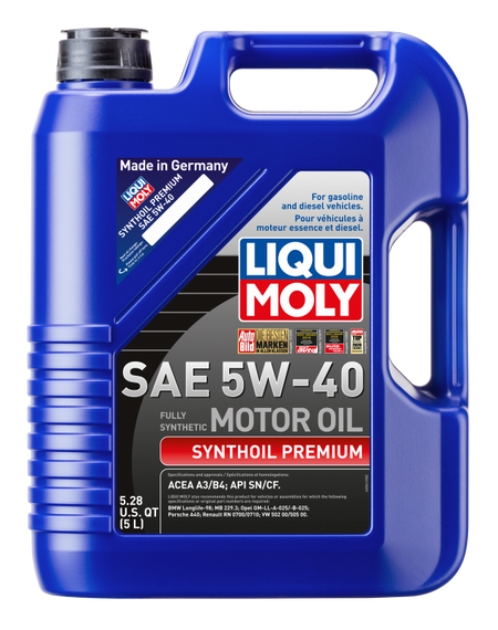 LIQUI MOLY 5L Synthoil Premium Motor Oil SAE 5W40