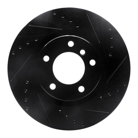 R1 95-99 BMW M3 E36 Left Front Drilled & Slotted Black Brake Rotor