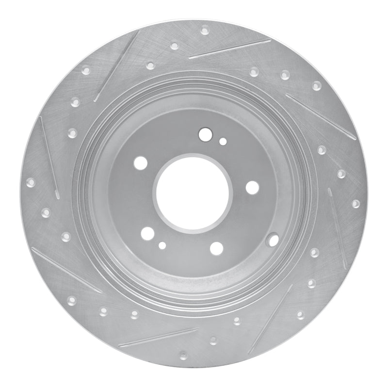 R1 18-23 Genesis G70 Rear Right Drilled & Slotted Silver Brake Rotor