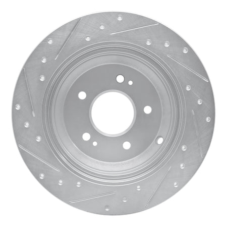R1 18-23 Genesis G70 Rear Right Drilled & Slotted Silver Brake Rotor