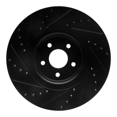 R1 14-18 Ford Focus ST Front Right Drilled & Slotted Black Brake Rotor