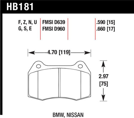 Hawk 94-97 BMW 840CI/850CI HPS Front Street Brake Pads