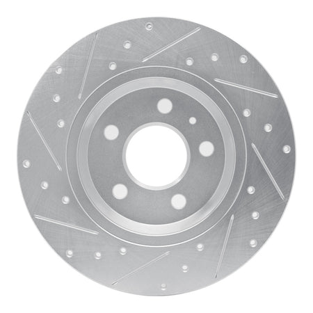 R1 08-25 Audi Q5 (USA/Canada Excl Hybrid) Rear Right Drilled & Slotted Silver Brake Rotor