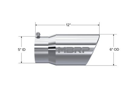 MBRP Universal Tip 6 O.D. Angled Rolled End 5 inlet 12 length