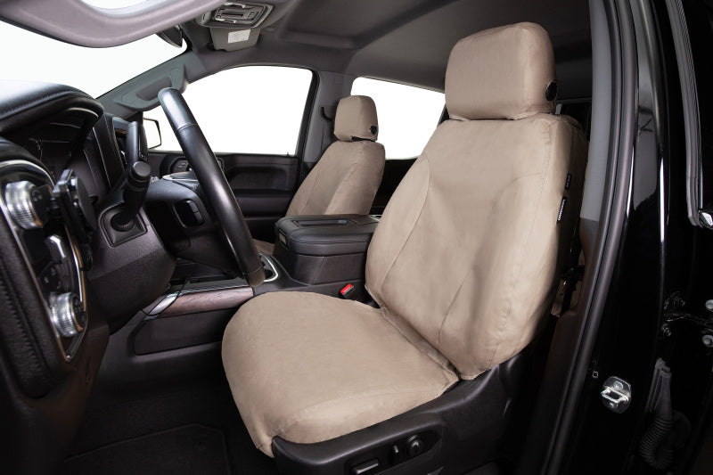Covercraft 16-26 Ford Transit Polycotton SeatSaver Custom Front Row Seat Covers-Taupe
