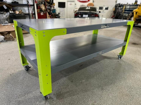 Wehrli Modular Steel Work Bench Top/Shelf Kit - 42in x 90in x .120in Thick (Grey & Raw Steel)