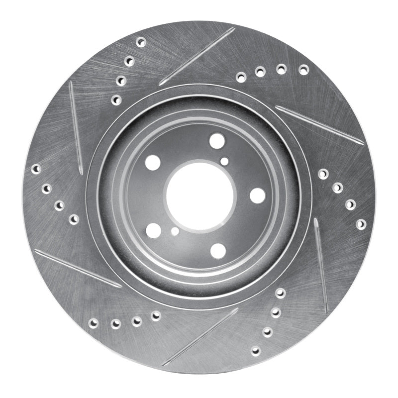 R1 04-25 Scion FR-S Front Right Drilled & Slotted Silver Brake Rotor