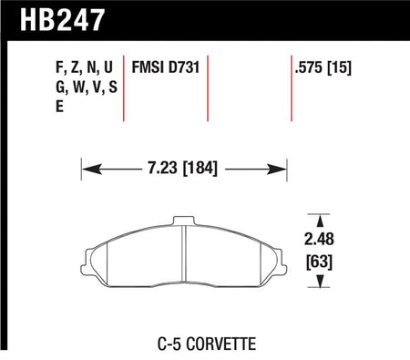 Hawk 97-06 Corvette (incl C5 Z06) Performance Ceramic Street Front Brake Pads