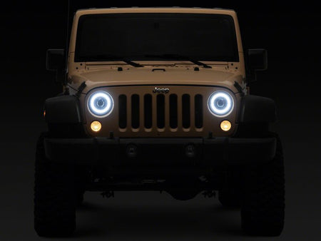Raxiom 18-26 Jeep Wrangler JL/ 20-26 Gladiator JT HiOutput LED Hlights/Angel Eye DRL-Blk-Clear Lens