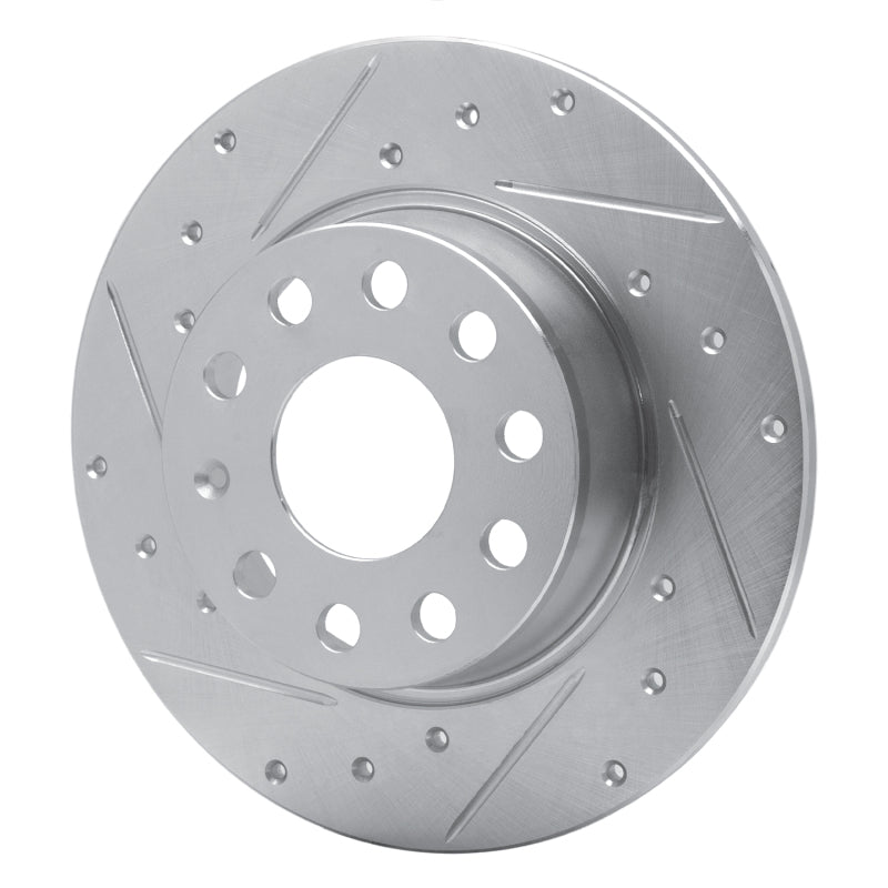 R1 05-25 Audi A3 Sportback E-Tron Rear Left Drilled & Slotted Silver Brake Rotor