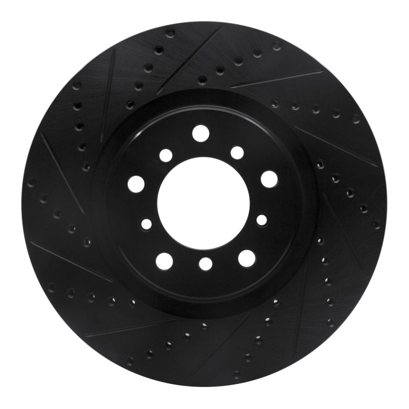 R1 01-06 BMW M3 Right Front Drilled & Slotted Black Brake Rotor