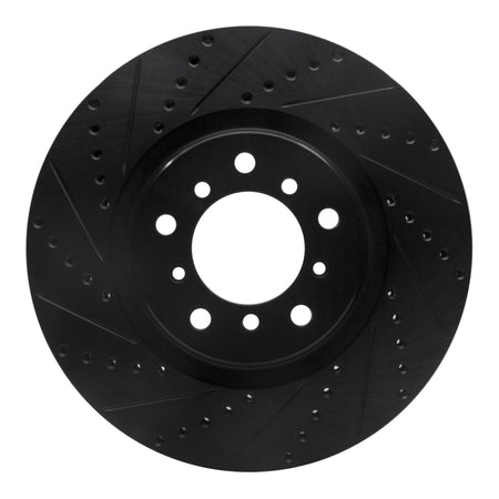 R1 01-06 BMW M3 Right Front Drilled & Slotted Black Brake Rotor