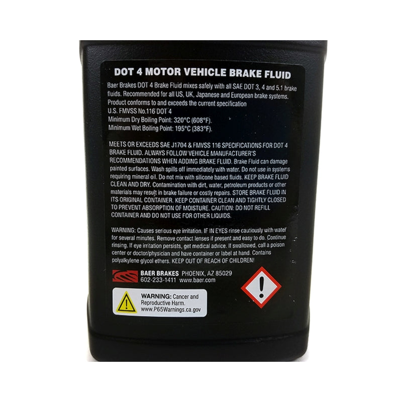 Baer Brakes 4 High Performance Brake Fluid, (16.9oz/500ml Bottle) 10 Pack