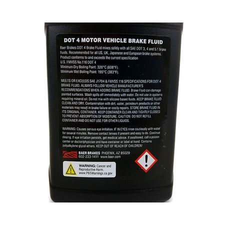 Baer Brakes 4 High Performance Brake Fluid, (16.9oz/500ml Bottle) 10 Pack