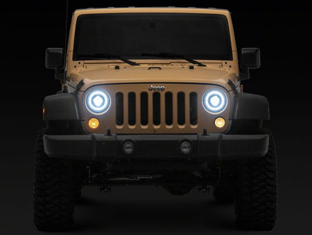 Raxiom 18-26 Jeep Wrangler JL/ 20-26 Gladiator JT HiOutput LED Hlights/Angel Eye DRL-Blk-Clear Lens