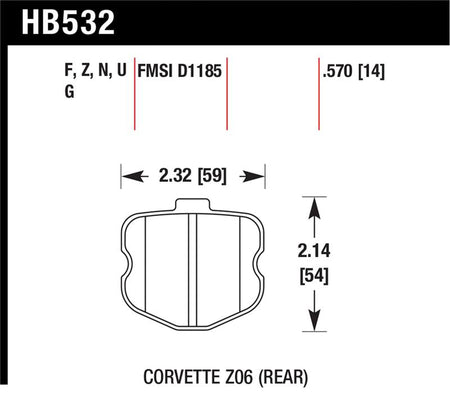 Hawk 06-10 Chevy Corvette (OEM Pad Design) Rear HPS Street Brake Pads