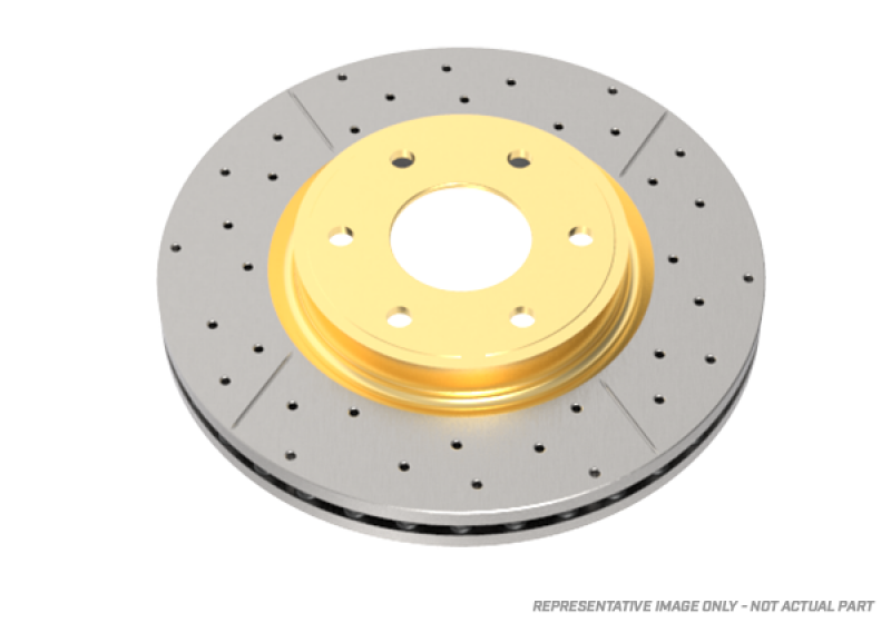 DBA 93-99 Land Rover Defender 110 Front Street Series Drilled & Slotted Rotor w/Gold Hat