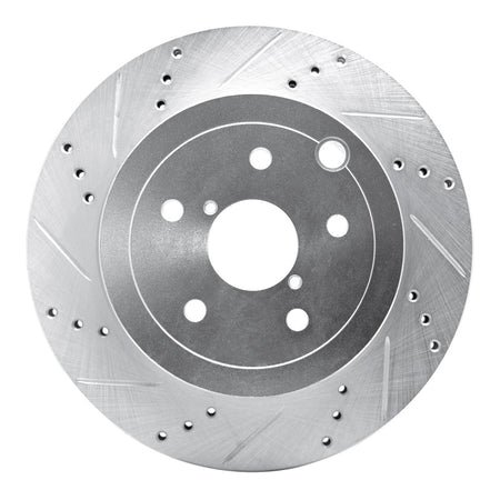 R1 08-20 Subaru Impreza Rear Left Drilled & Slotted Silver Brake Rotor