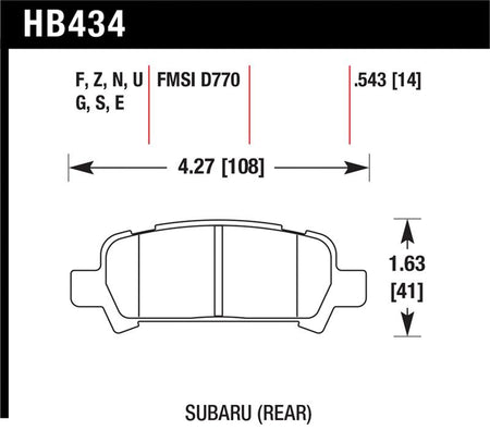 Hawk 02-03 WRX / 05-08 LGT D770 Performance Ceramic Street Rear Brake Pads