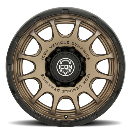 ICON Alloys Rancho 20x9 / 8x6.5 / 12mm / 5.5in BS Satin Bronze Wheel w/ Gloss Black Lip