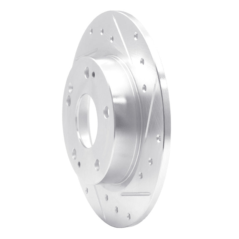 R1 16-25 Honda Civic Hatchback Rear Right Drilled & Slotted Silver Brake Rotor