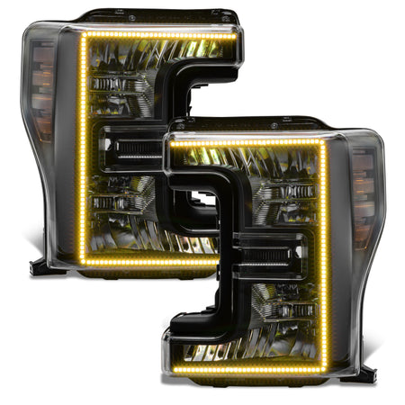 Oracle 17-19 Ford F-250 SD Dynamic Pre-Assembled Headlights - Halogen - Black Edition -