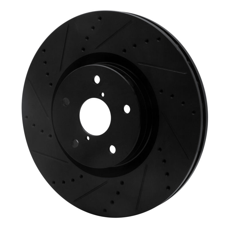 R1 05-17 Subaru WRX STI Front Left Drilled & Slotted Black Brake Rotor