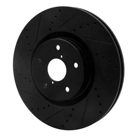 R1 05-17 Subaru WRX STI Front Left Drilled & Slotted Black Brake Rotor