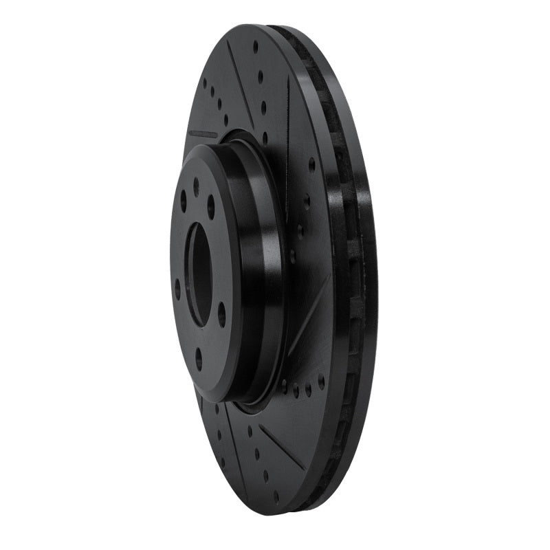 R1 08-25 Audi A4 Quattro Front Right Drilled & Slotted Black Brake Rotor