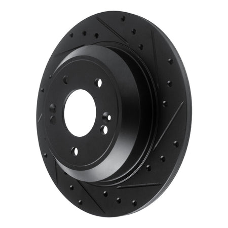 R1 18-23 Genesis G70 Rear Right Drilled & Slotted Black Brake Rotor