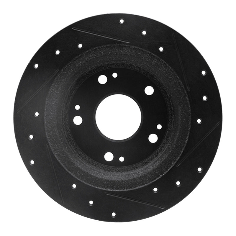 R1 05-17 Honda Accord Rear Left Drilled & Slotted Black Brake Rotor