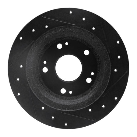 R1 05-17 Honda Accord Rear Left Drilled & Slotted Black Brake Rotor
