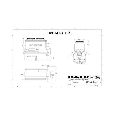 Baer Brakes GM/Ford 15/16in Bore Remaster 2-Bolt Left Port Master Cylinder Assembly - Black