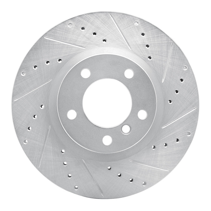 R1 95-99 BMW M3 E36 Left Front Drilled & Slotted Silver Brake Rotor