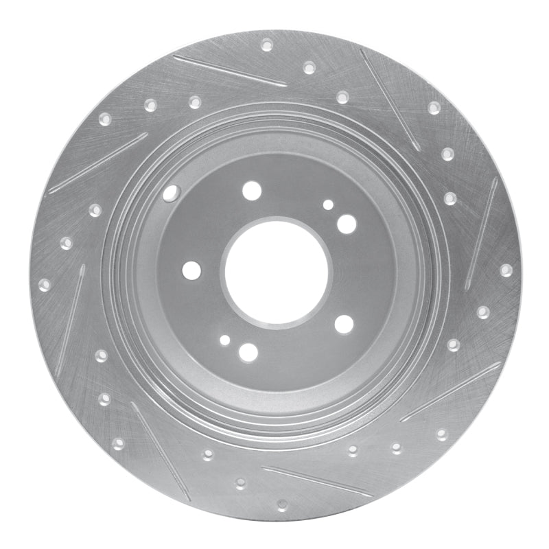 R1 18-23 Genesis G70 Rear Left Drilled & Slotted Silver Brake Rotor