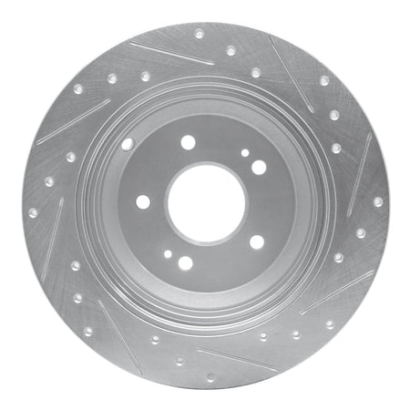 R1 18-23 Genesis G70 Rear Left Drilled & Slotted Silver Brake Rotor