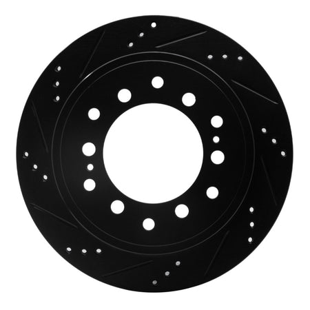 R1 2010-2024 Lexus GX460 Rear Left Drilled & Slotted Black Brake Rotor