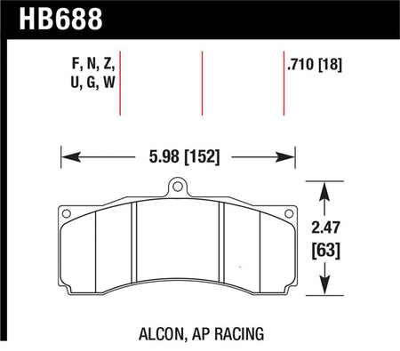 Hawk AP Racing/Alcon Performance Ceramic Racing Front Brake Pads w/0.710in Thickness