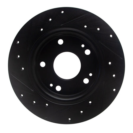 R1 2016-2025 Honda Civic Hatchback Rear Right Drilled & Slotted Black Brake Rotor