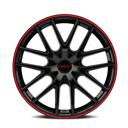 Touren 3260 TR60 16x7 / 5x100/114.3 BP / 42mm Offset / 72.62mm Hub Gloss Black w/ Red Ring Wheel